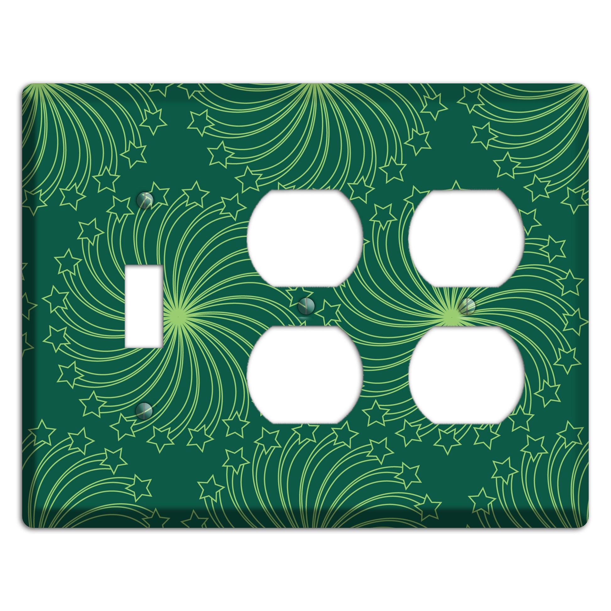 Multi Green Star Swirl Toggle / 2 Duplex Wallplate