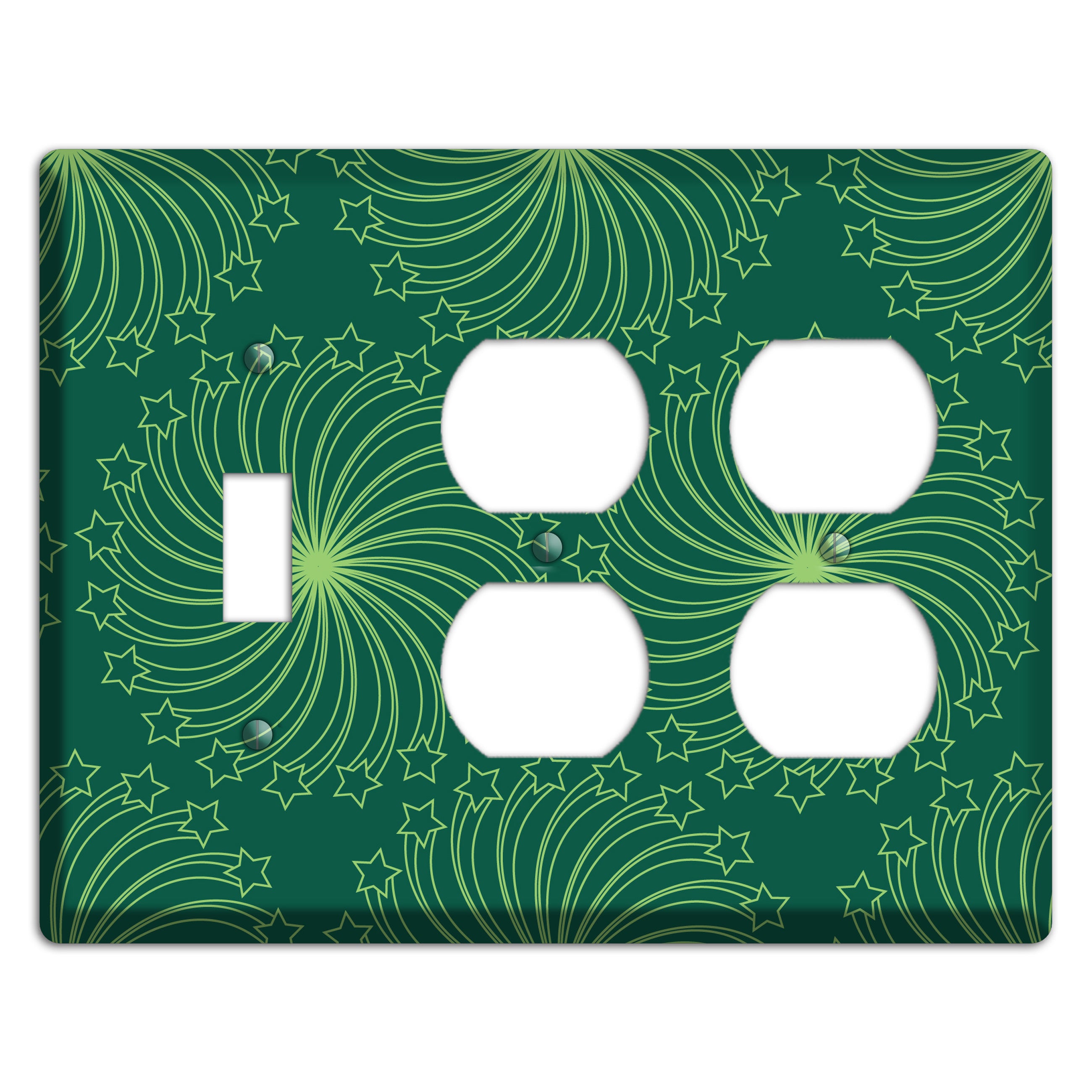 Multi Green Star Swirl Toggle / 2 Duplex Wallplate