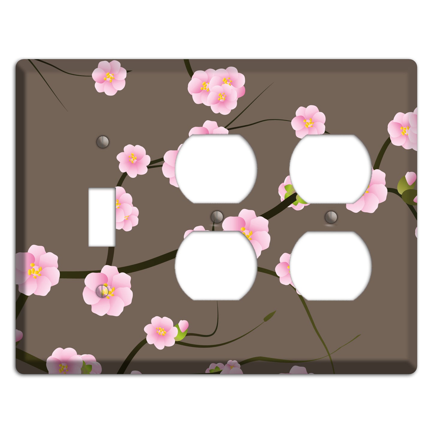 Pink and Brown Cherry Blossoms Toggle / 2 Duplex Wallplate
