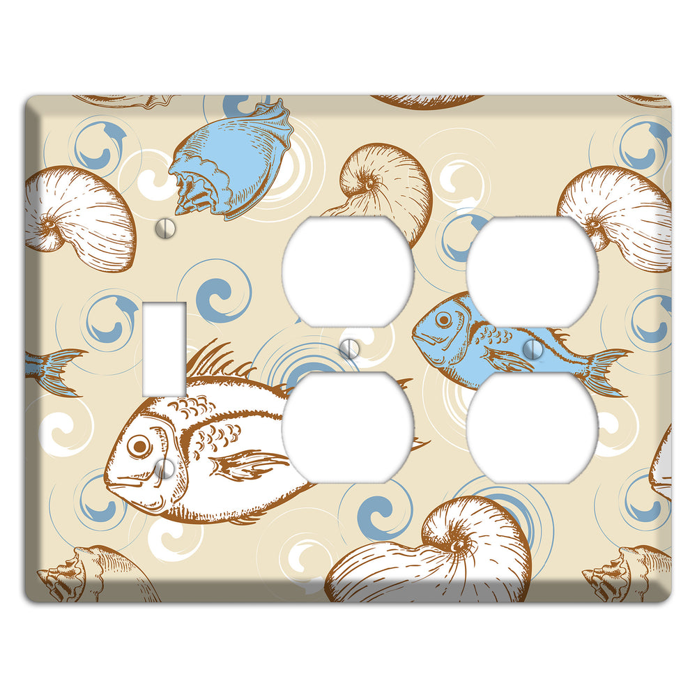 Mixed Sea Life Style 2 Toggle / 2 Duplex Wallplate