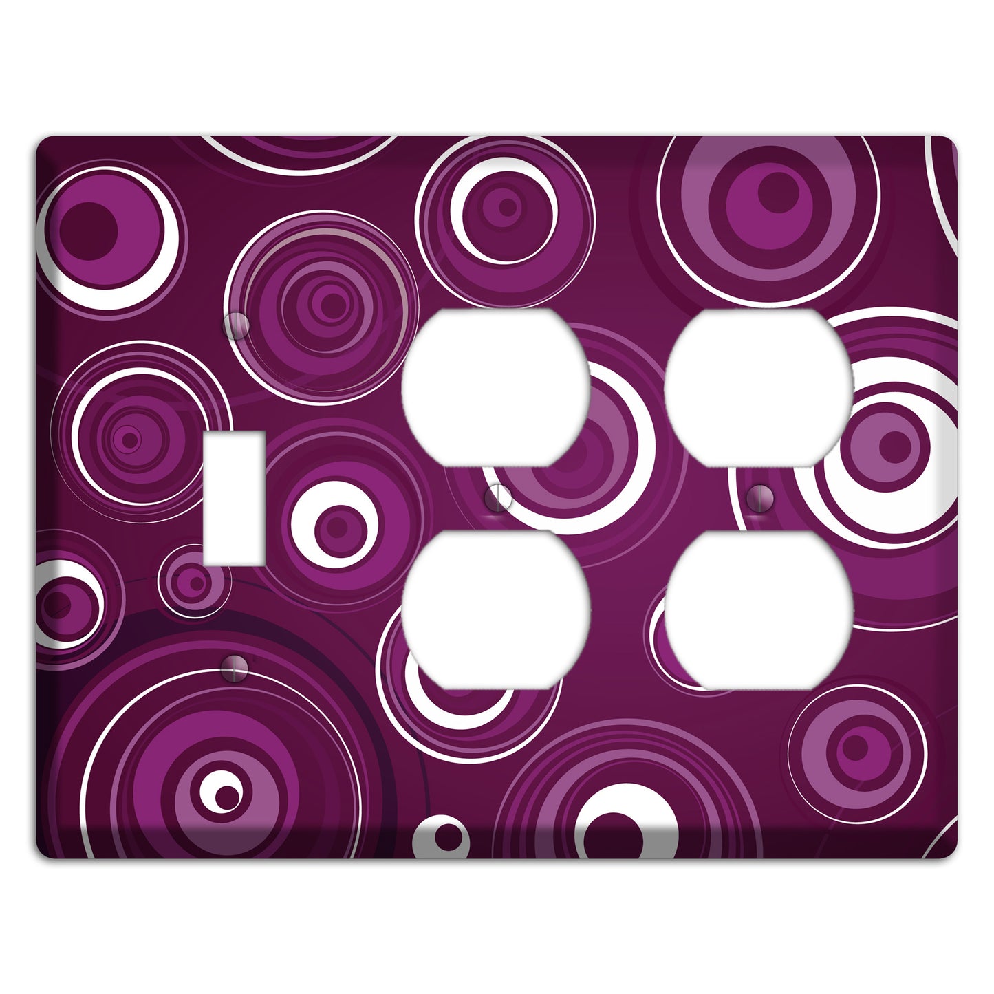 Purple Circles 2 Toggle / 2 Duplex Wallplate