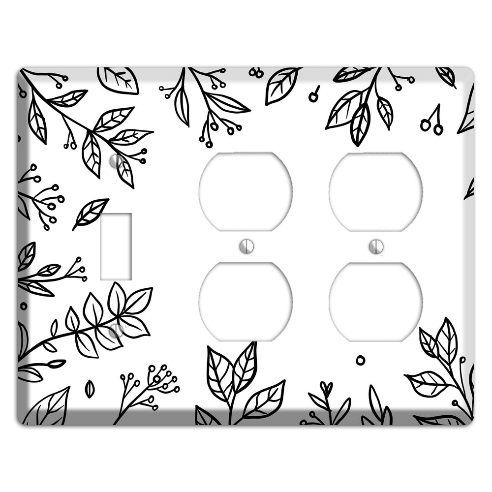 Hand-Drawn Floral 28 Toggle / 2 Duplex Wallplate