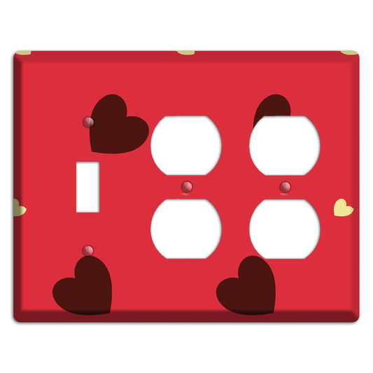 Red with Hearts Toggle / 2 Duplex Wallplate