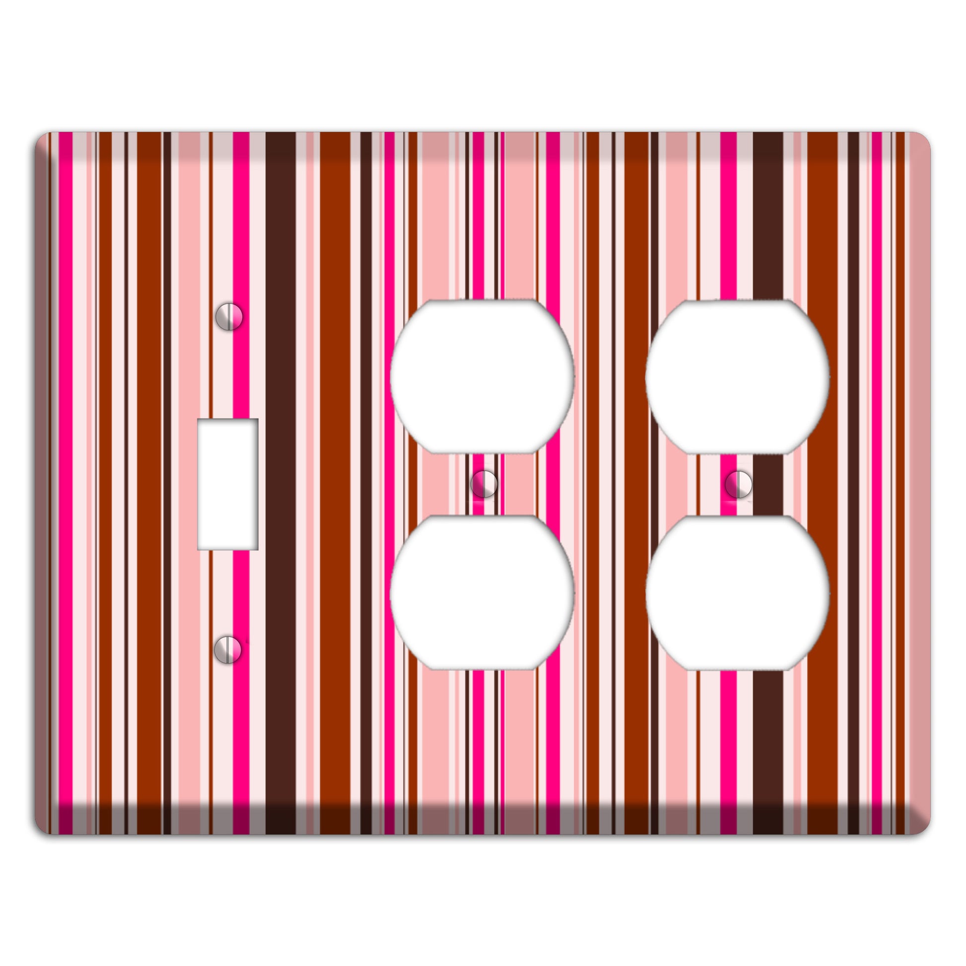Pink Stripes Toggle / 2 Duplex Wallplate