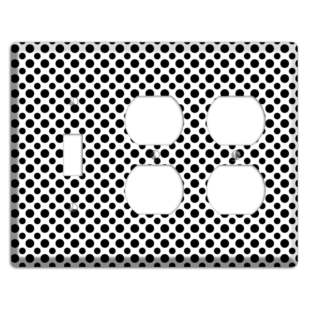 White with Black Multi Small Polka Dots Toggle / 2 Duplex Wallplate