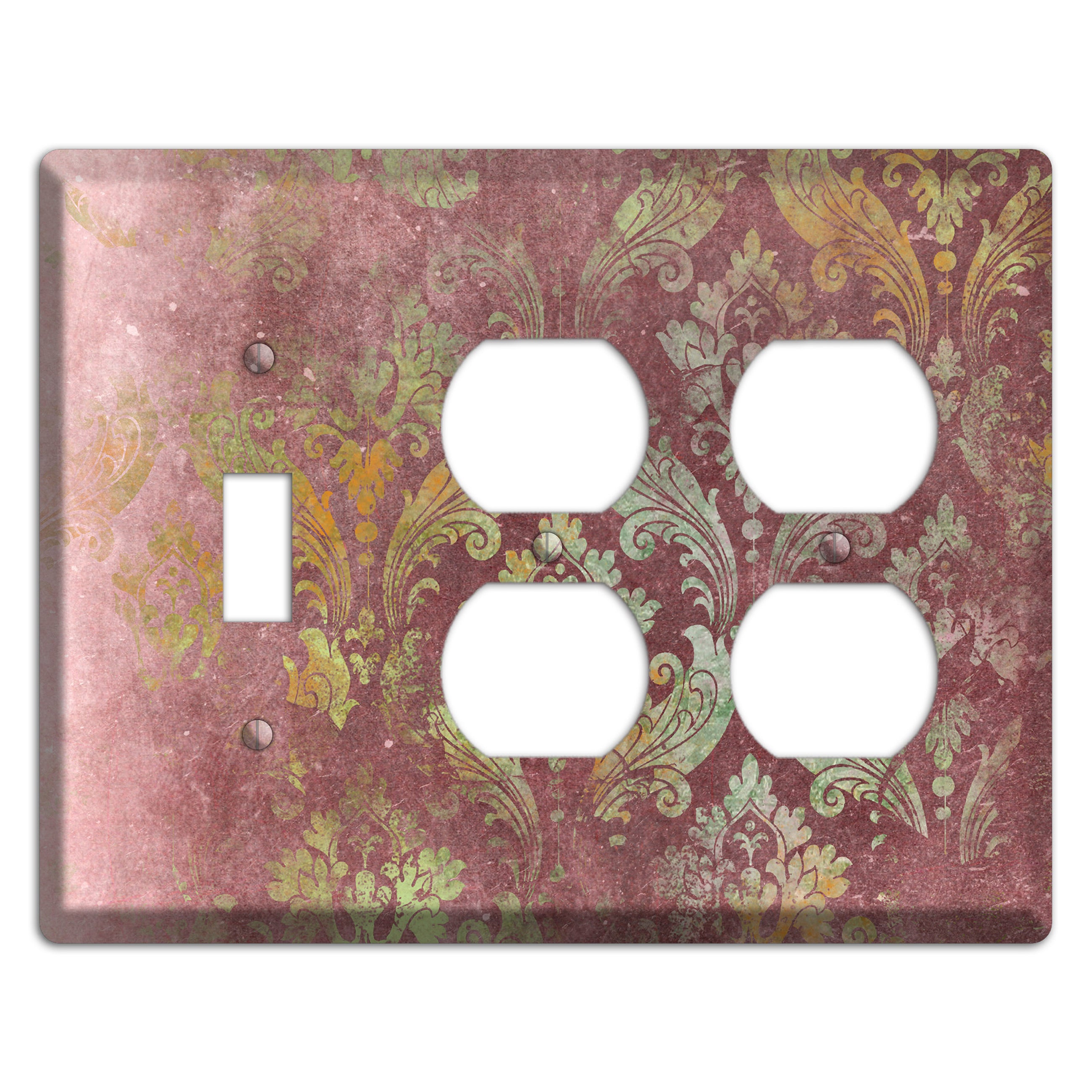 Roman Coffee Whimsical Damask Toggle / 2 Duplex Wallplate