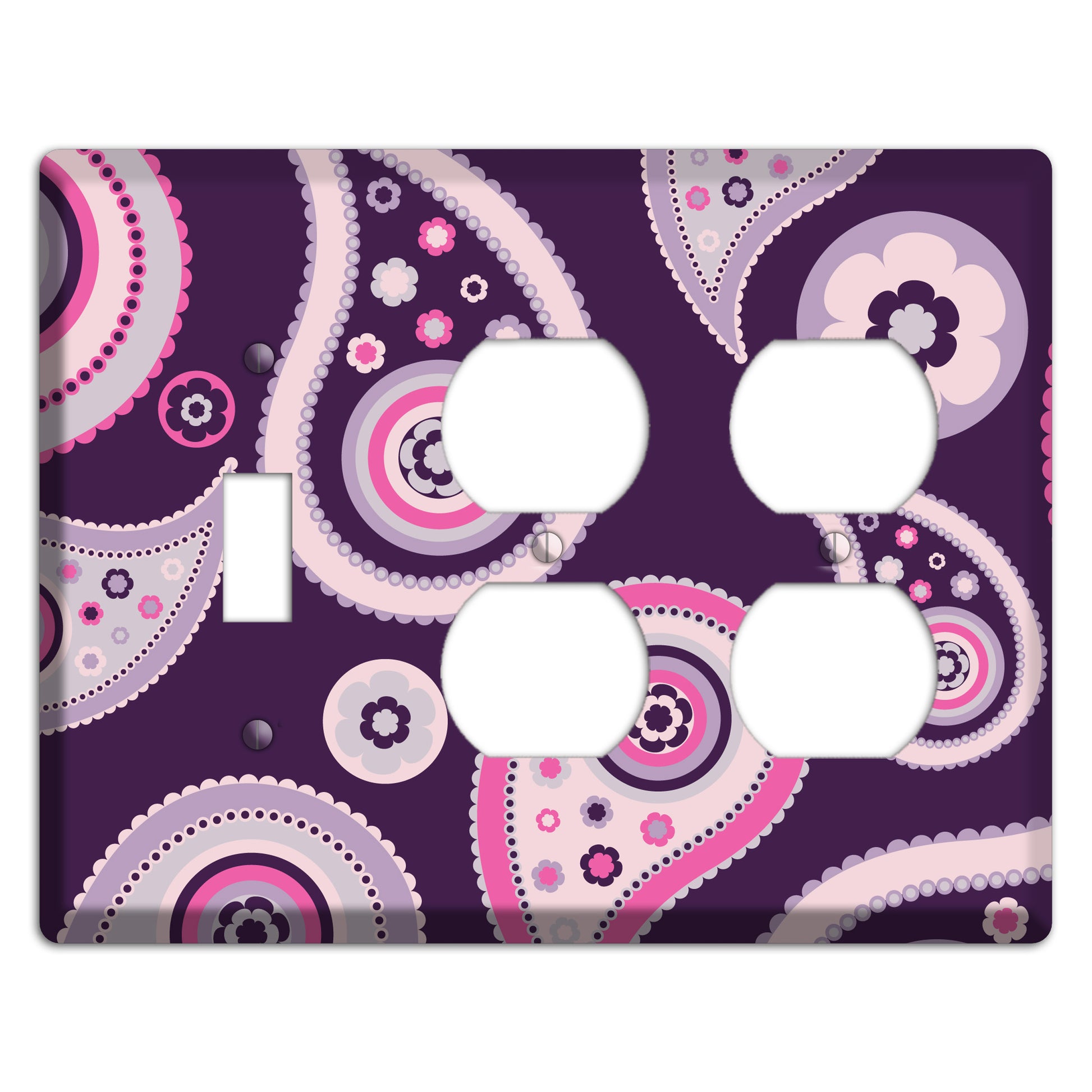 Purple Paisley Toggle / 2 Duplex Wallplate