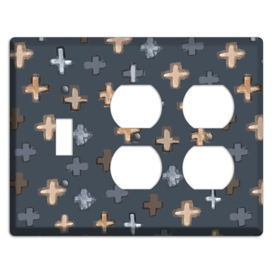 Navy Plus Signs Toggle / 2 Duplex Wallplate
