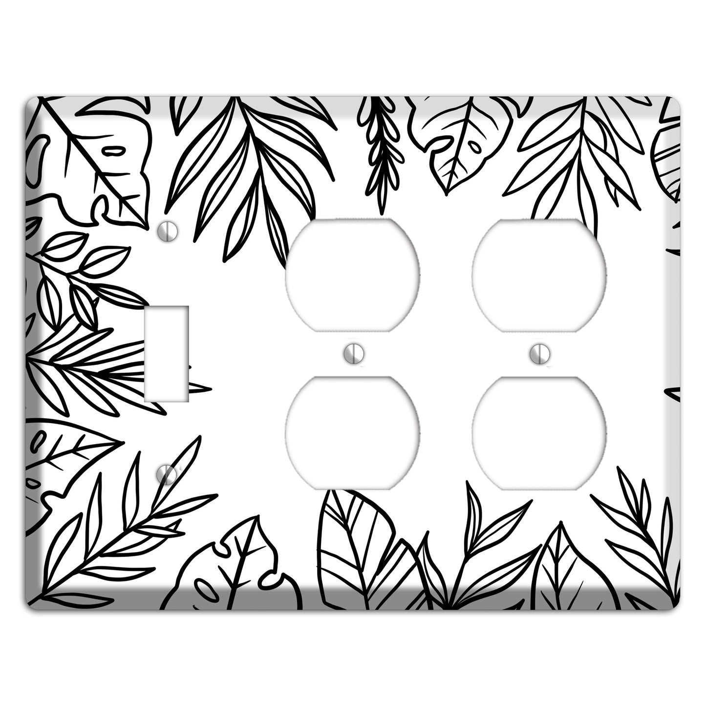 Hand-Drawn Leaves 4 Toggle / 2 Duplex Wallplate