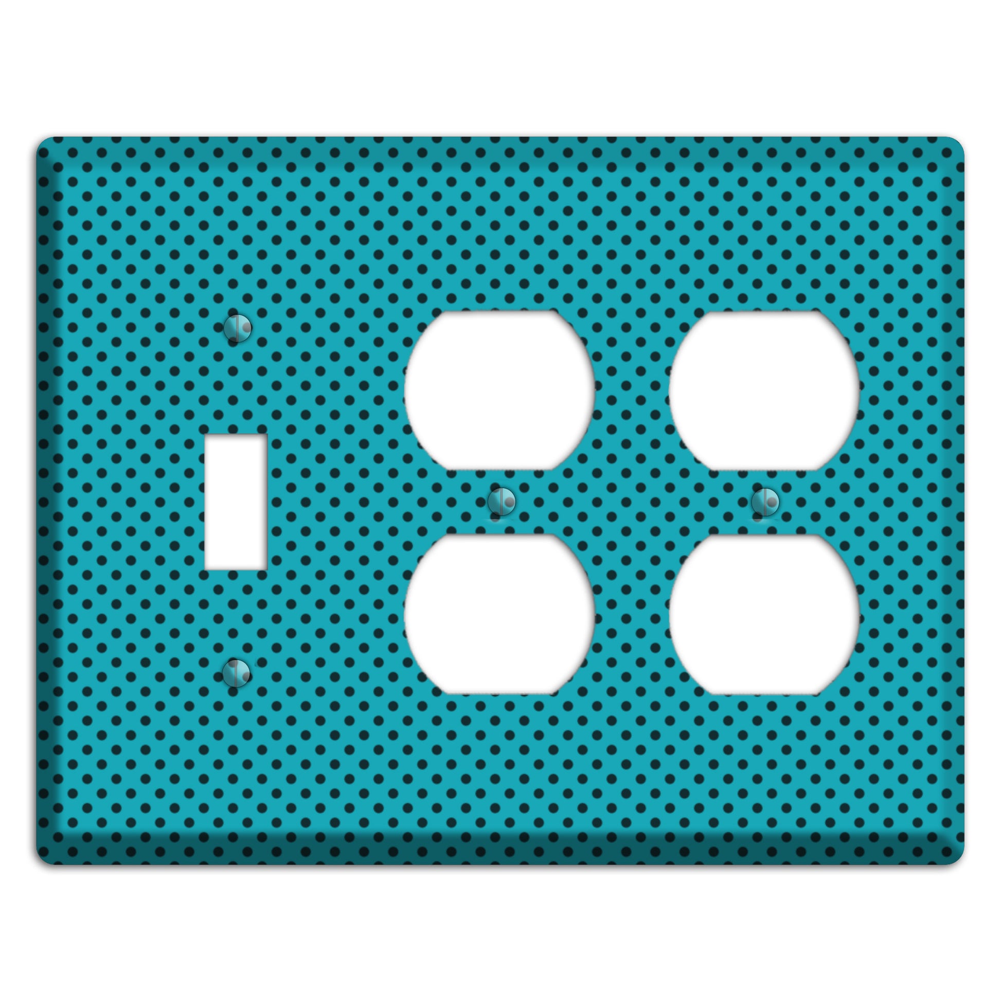 Turquoise with Polka Dots Toggle / 2 Duplex Wallplate