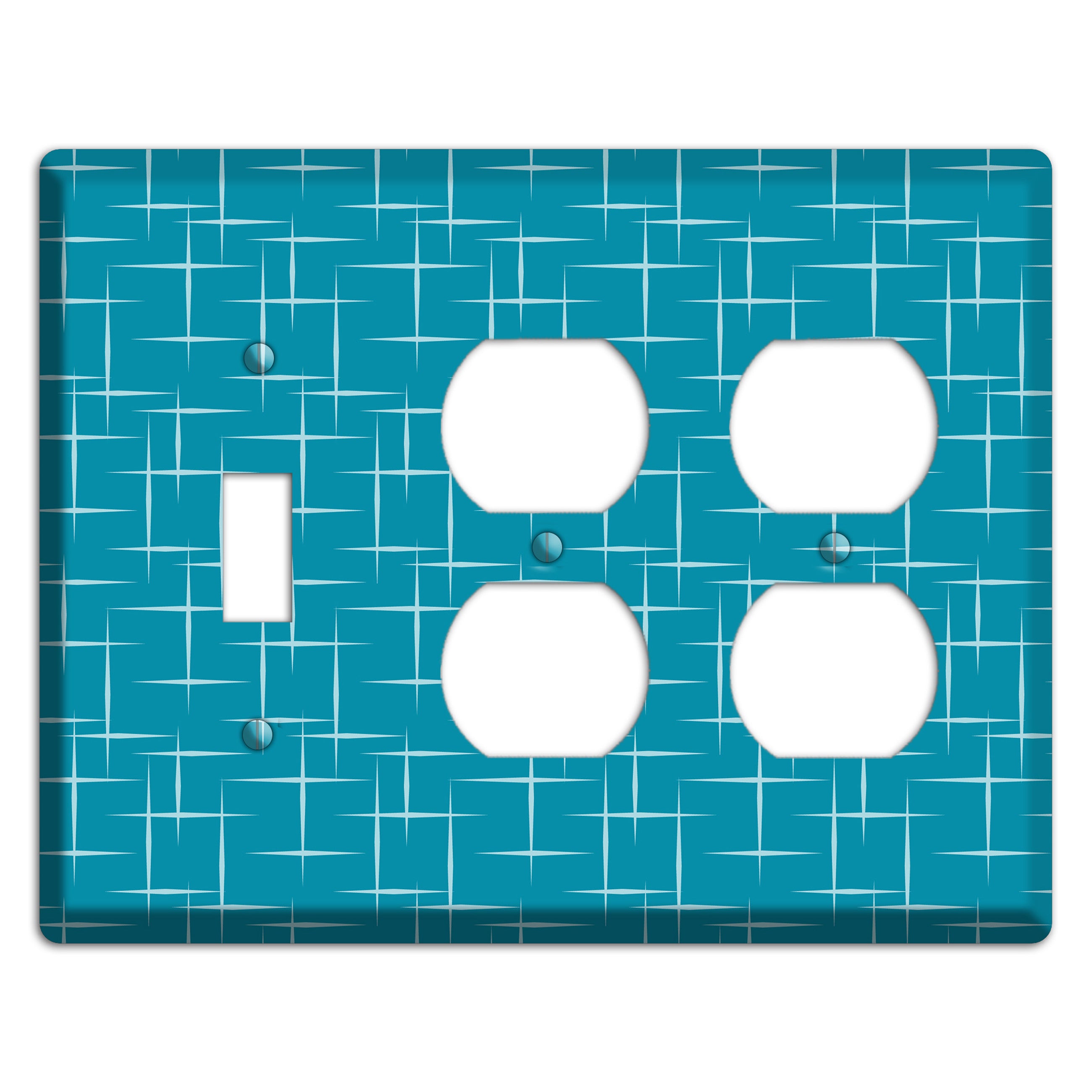 Blue Atom Burst Toggle / 2 Duplex Wallplate