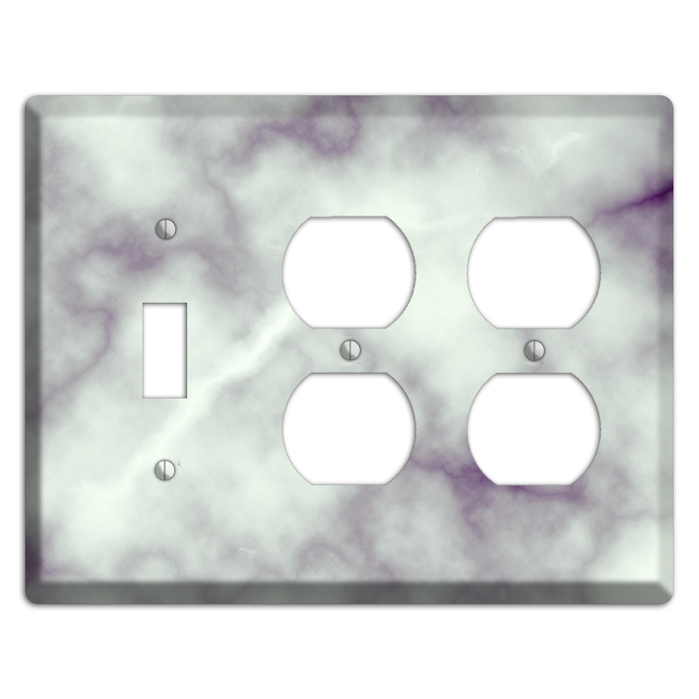 Gray Nurse Marble Toggle / 2 Duplex Wallplate