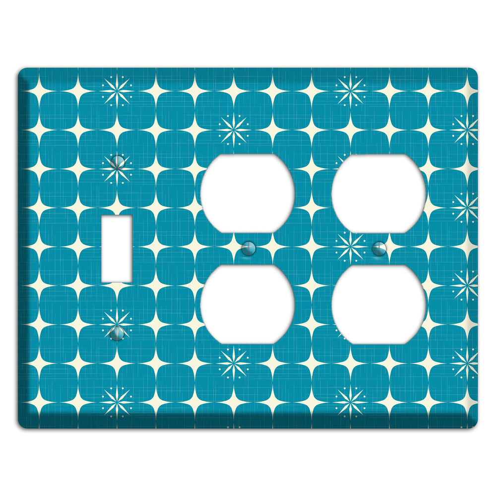 Blue Atomic Toggle / 2 Duplex Wallplate