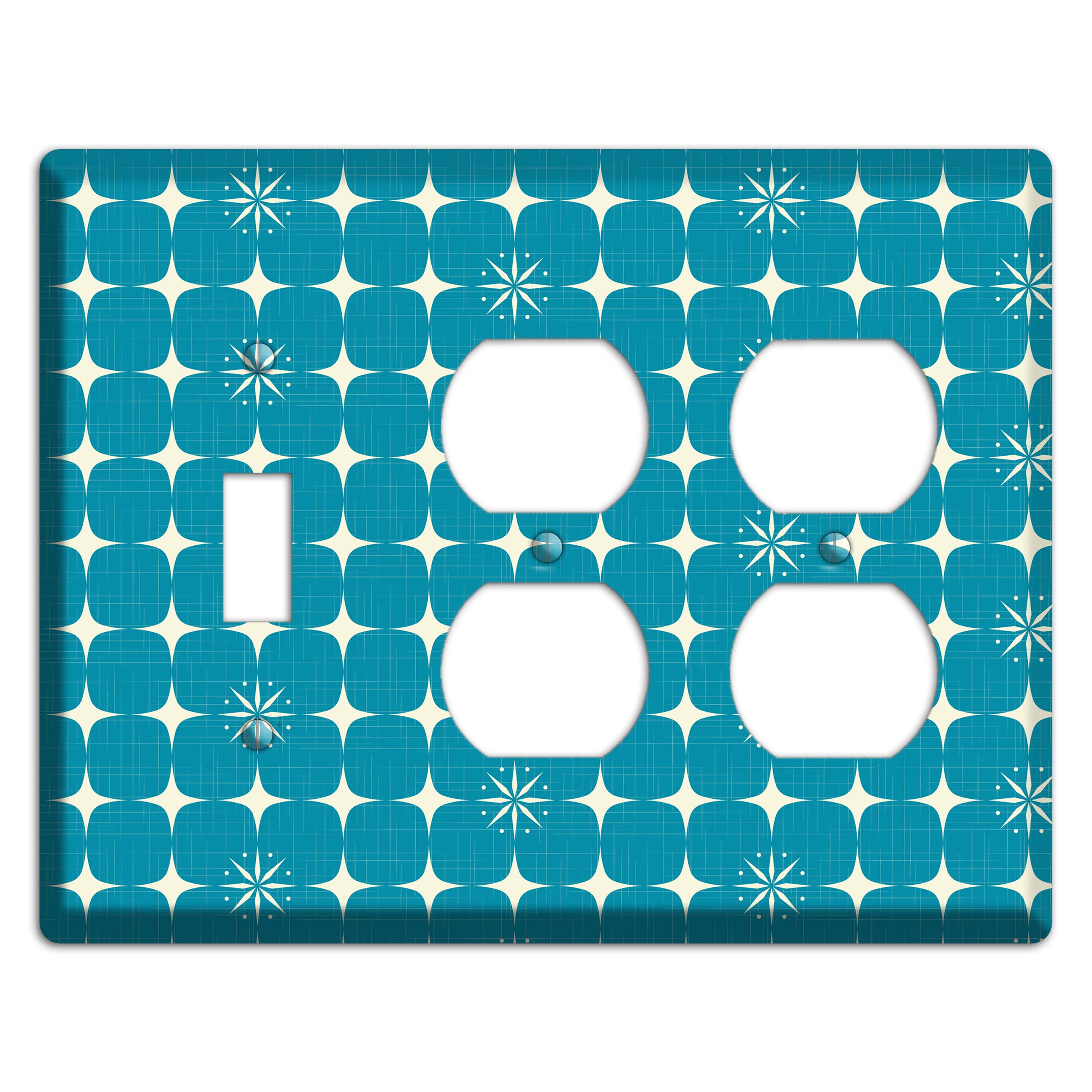 Blue Atomic Toggle / 2 Duplex Wallplate
