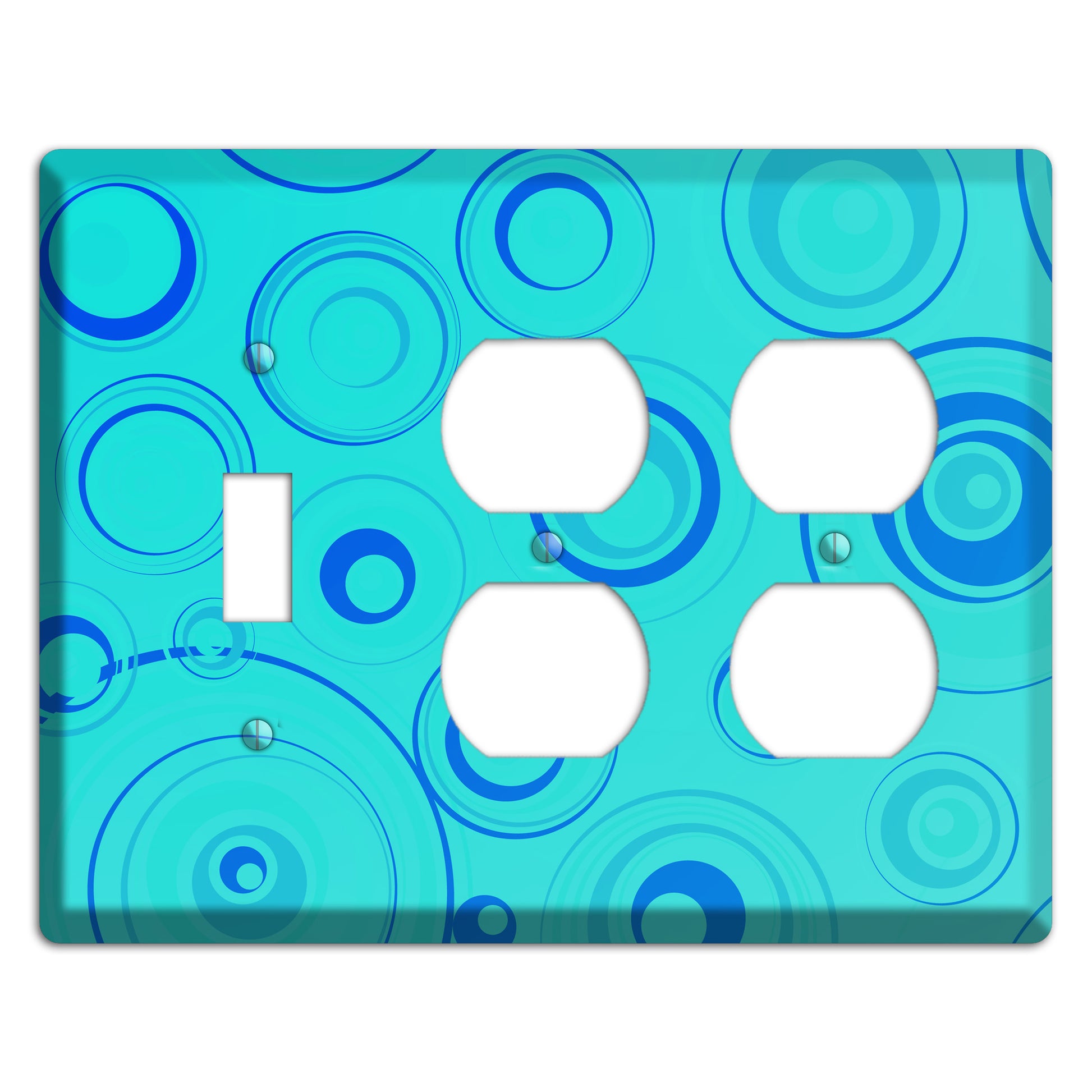 Turquoise Circles Toggle / 2 Duplex Wallplate