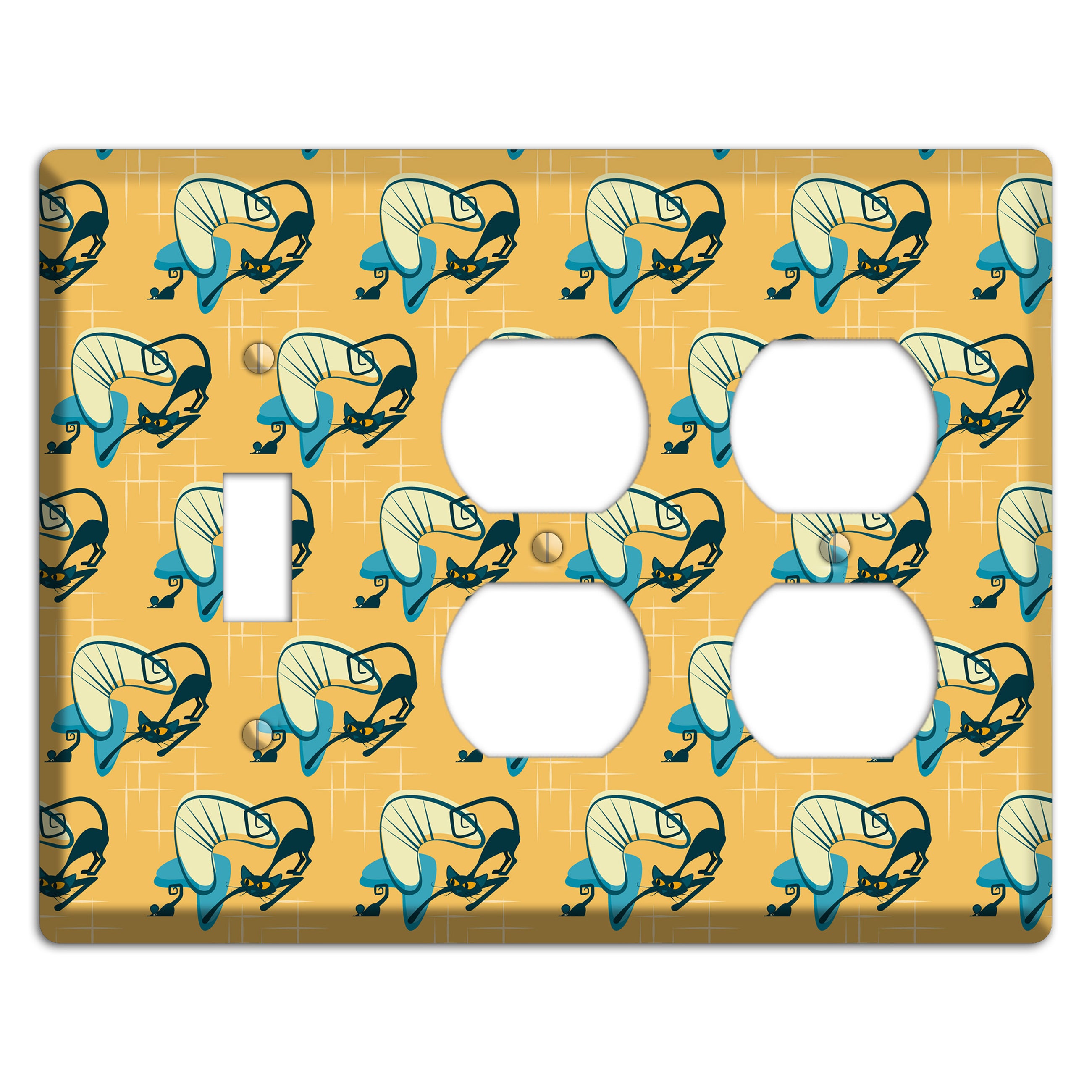 Yellow Kitties Toggle / 2 Duplex Wallplate