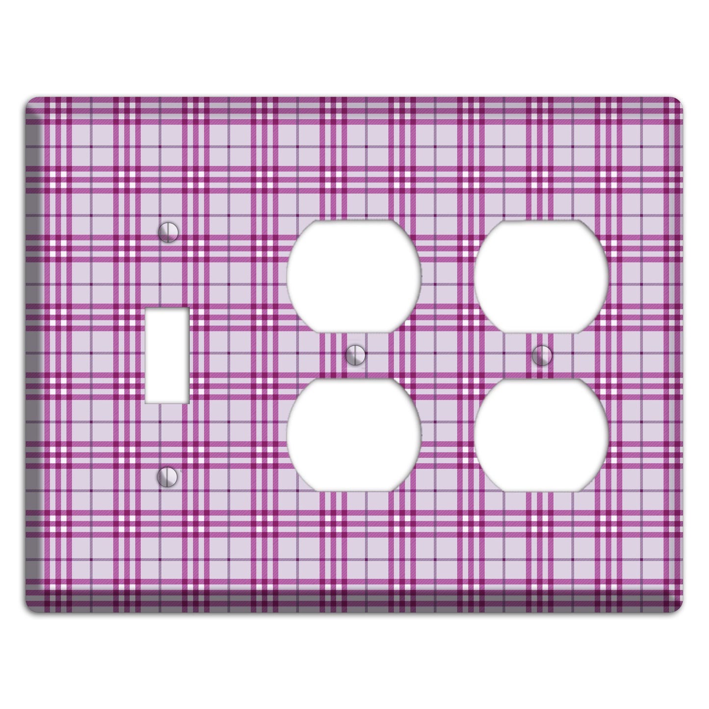 Purple Plaid Toggle / 2 Duplex Wallplate