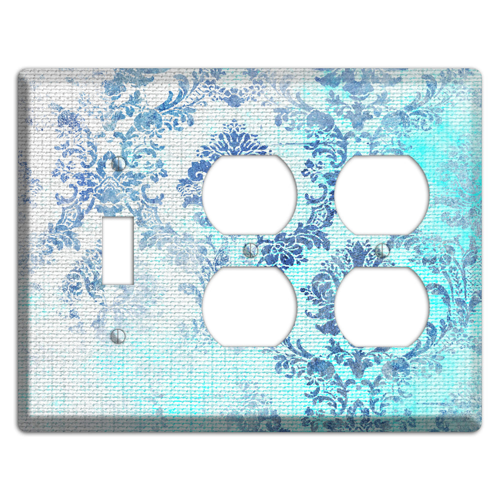 Ice Cold Whimsical Damask Toggle / 2 Duplex Wallplate