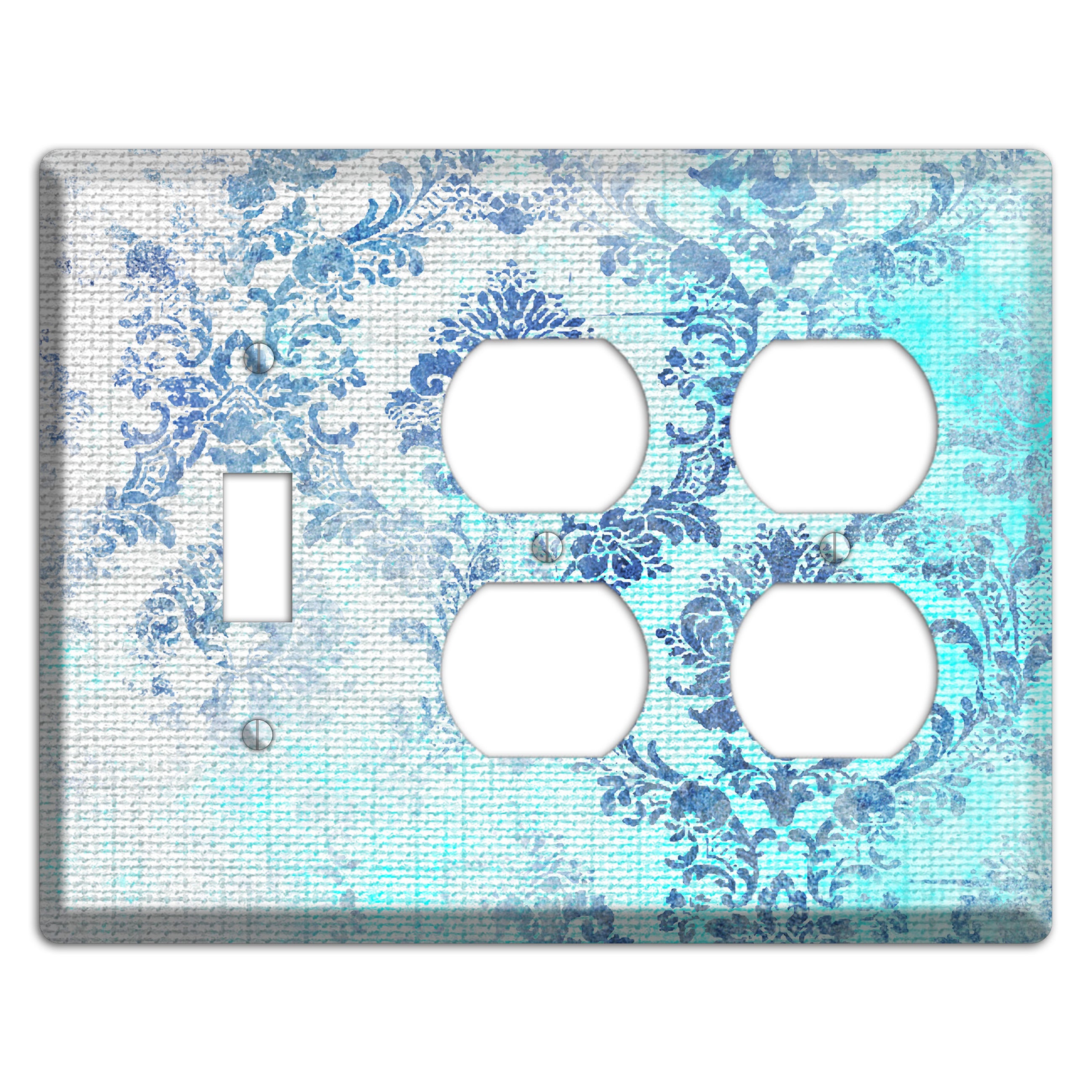 Ice Cold Whimsical Damask Toggle / 2 Duplex Wallplate