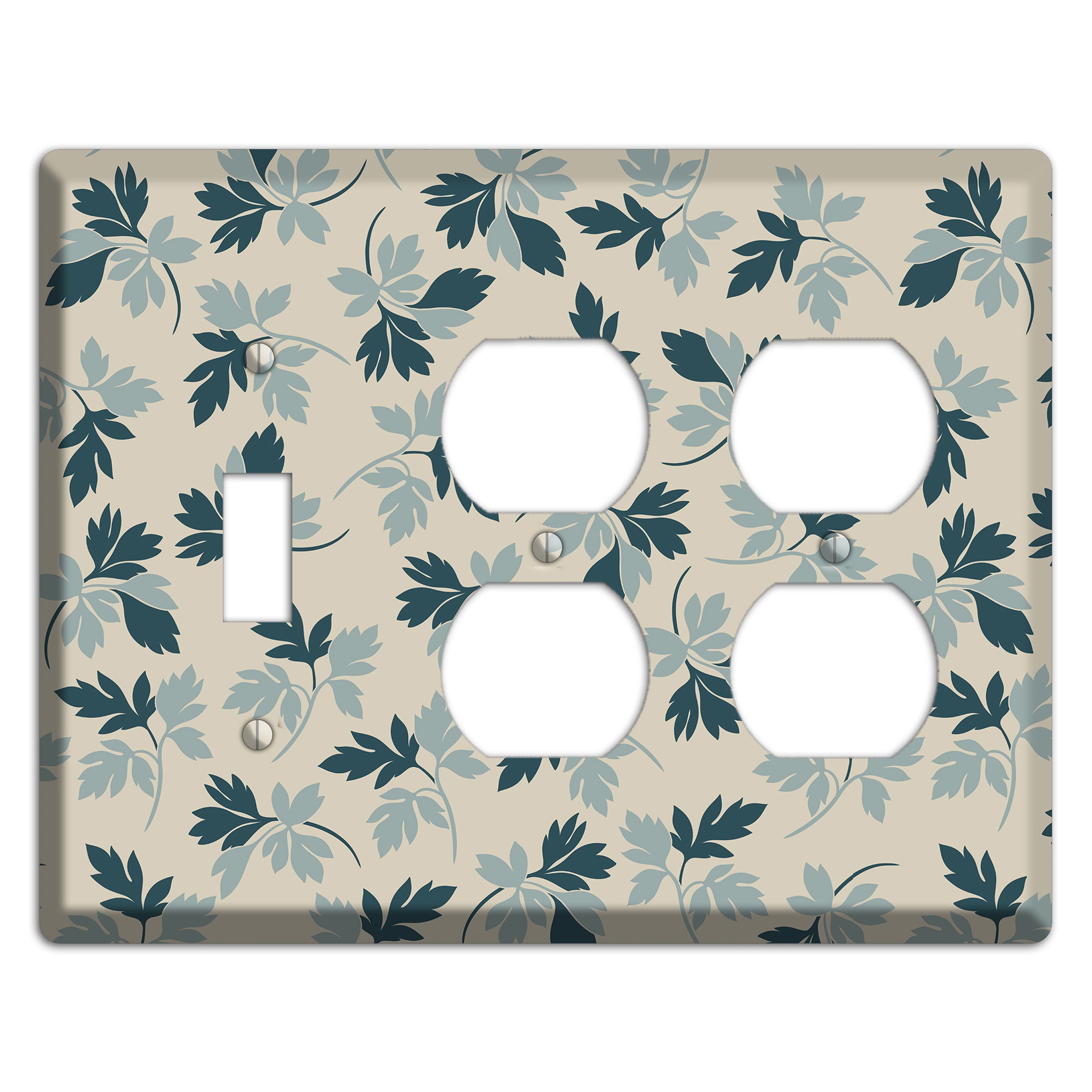 Blue Leaves Toggle / 2 Duplex Wallplate