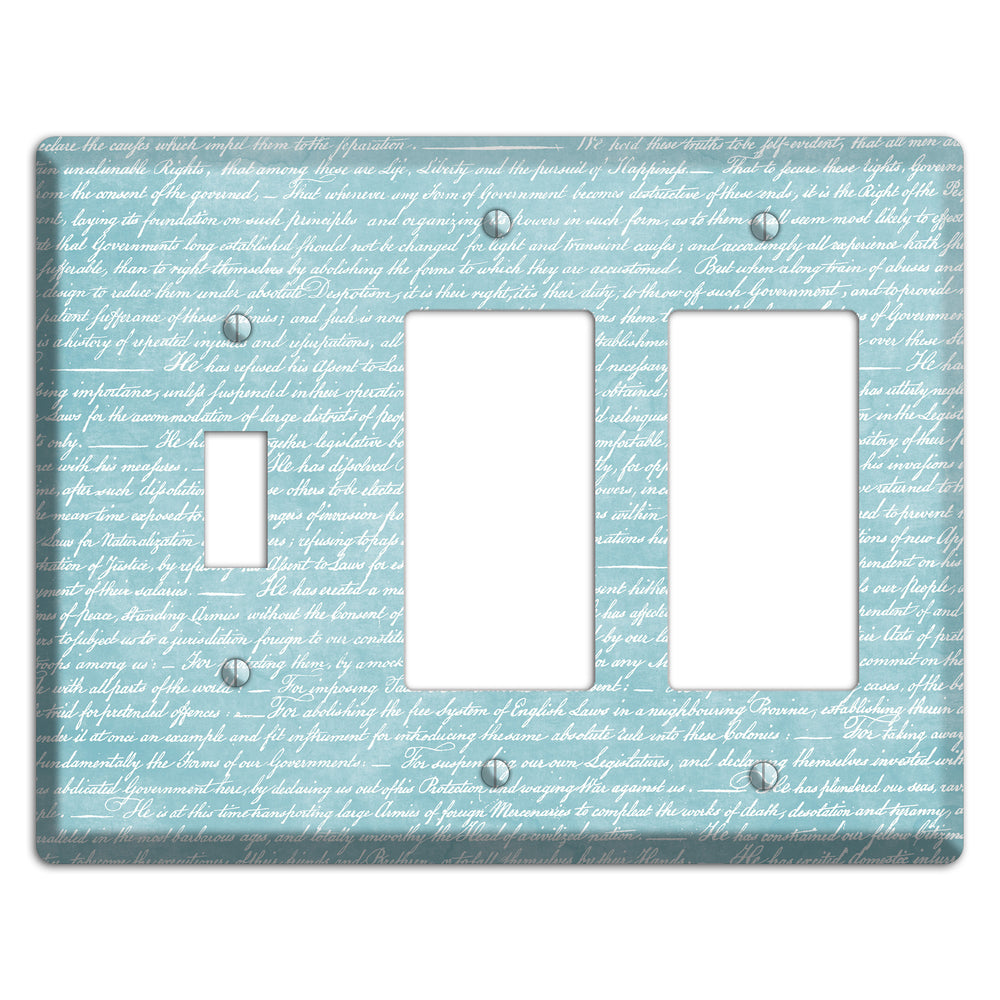 Blue Stained Script Toggle / 2 Rocker Wallplate