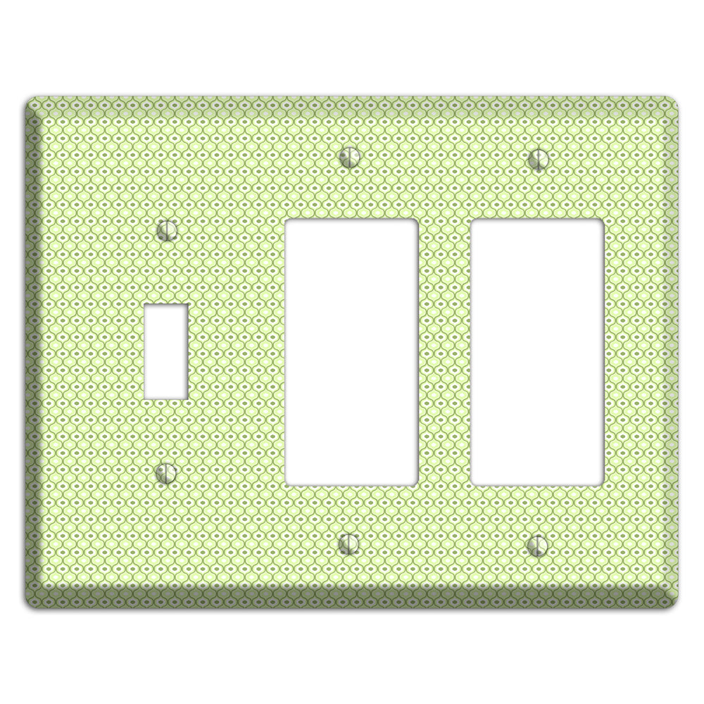 Multi Green Tiny Double Scallop Toggle / 2 Rocker Wallplate