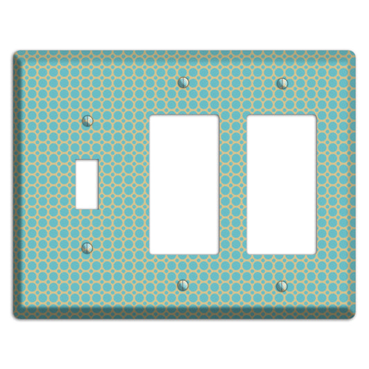 Dusty Blue Tiled Multi Small Dots Toggle / 2 Rocker Wallplate