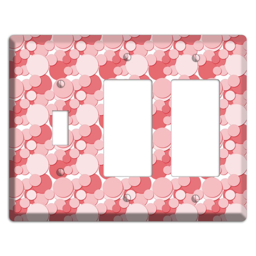Multi Pink Bubble Dots Toggle / 2 Rocker Wallplate