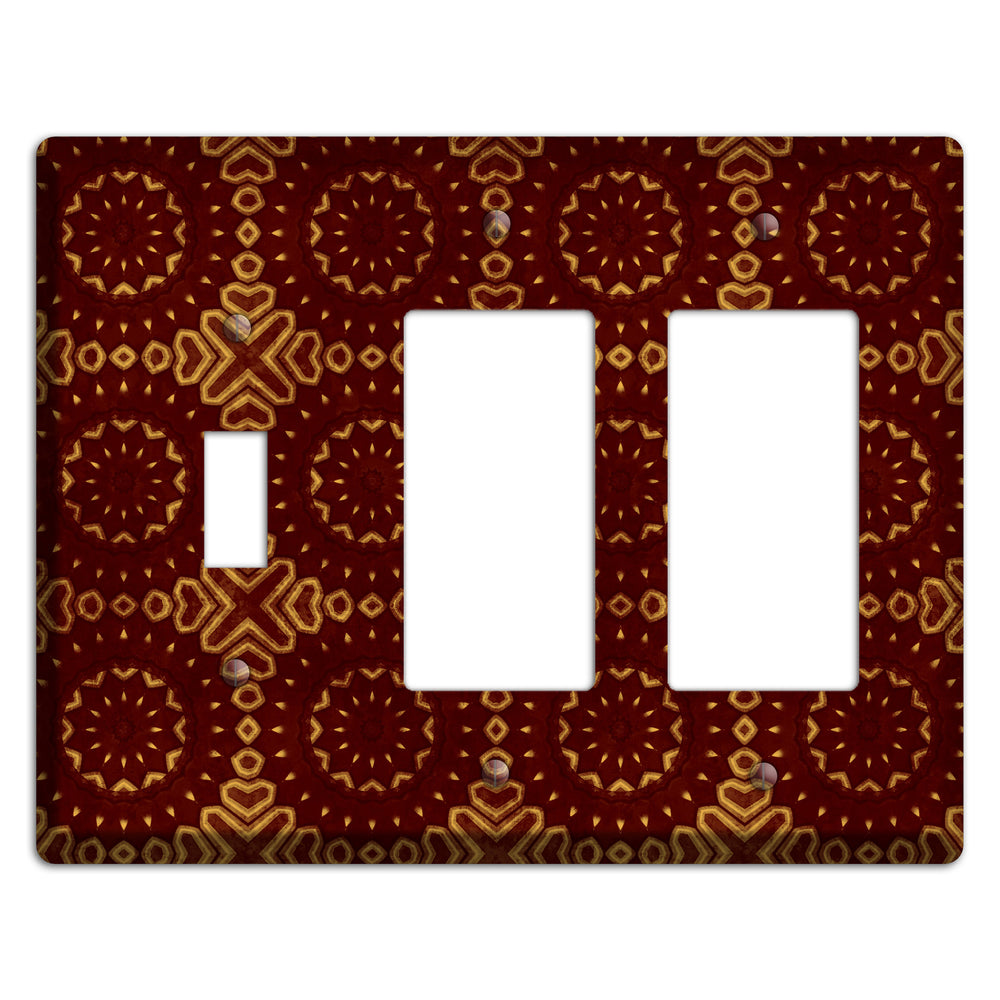 Maroon Grunge Suzani 3 Toggle / 2 Rocker Wallplate
