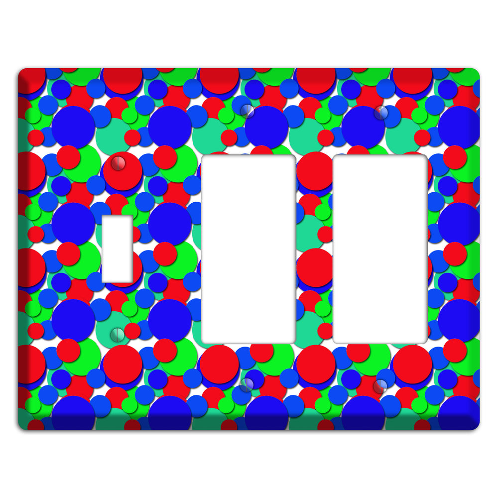 Red Blue Green Bubble Dots Toggle / 2 Rocker Wallplate