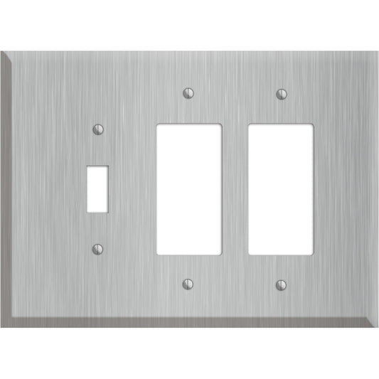 Oversized Discontinued Stainless Steel Toggle / 2 Rocker Wallplate
