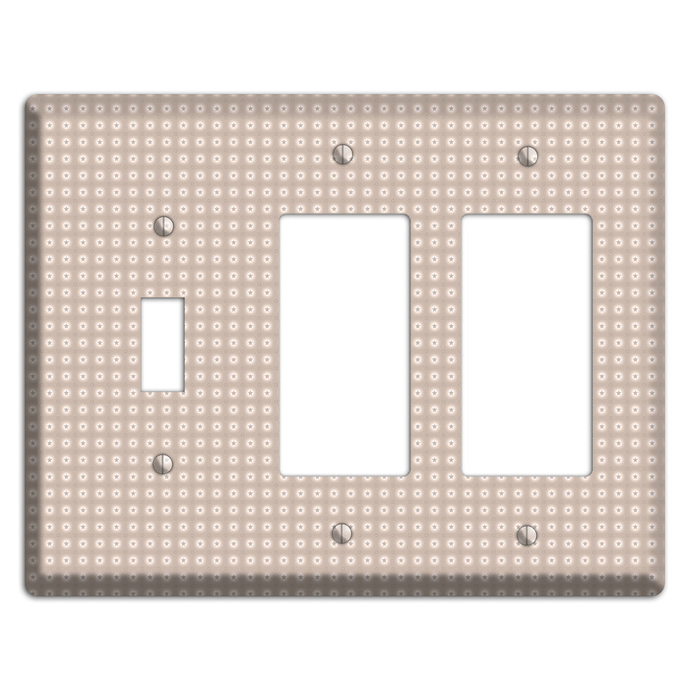 Beige with Circled Stars Toggle / 2 Rocker Wallplate