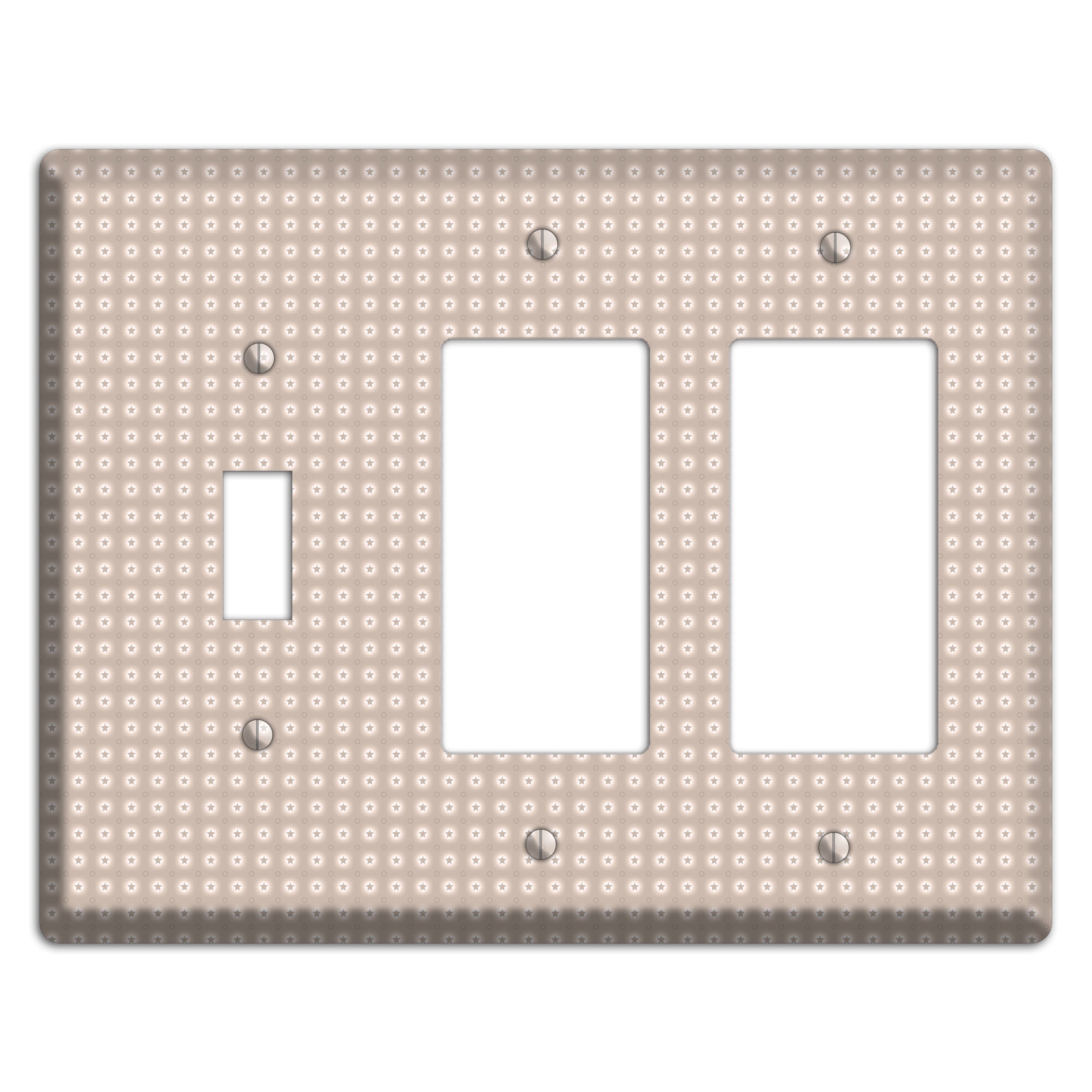 Beige with Circled Stars Toggle / 2 Rocker Wallplate