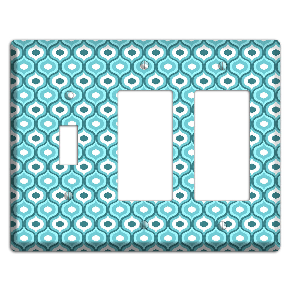 Multi Turquoise Double Scallop 2 Toggle / 2 Rocker Wallplate