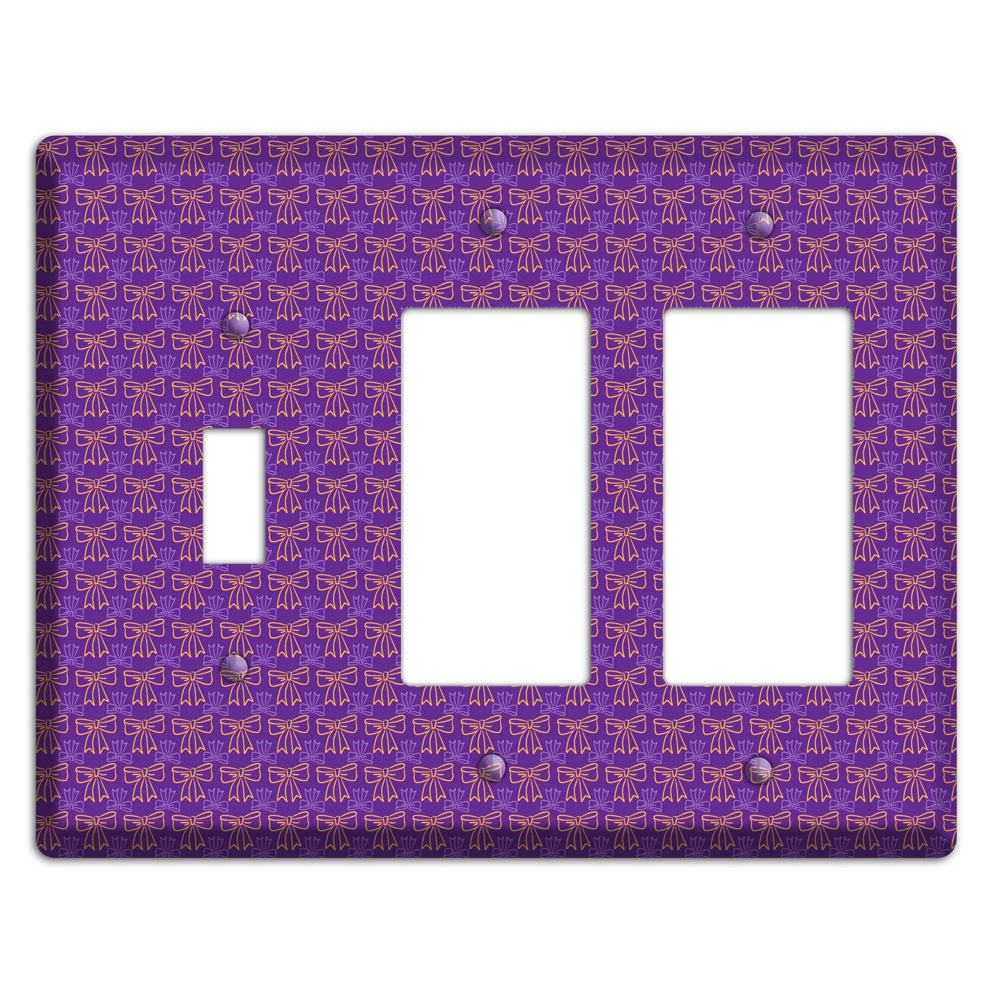 Purple with Pink Bows Toggle / 2 Rocker Wallplate