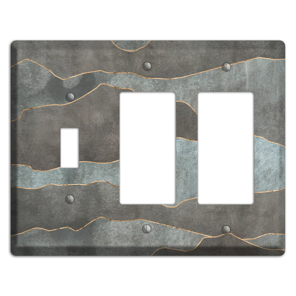 Dusty Blue Mountain Range Toggle / 2 Rocker Wallplate