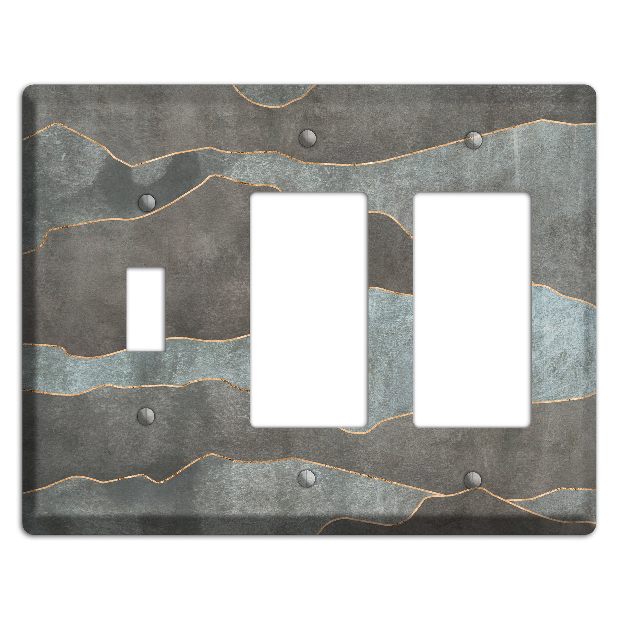Dusty Blue Mountain Range Toggle / 2 Rocker Wallplate