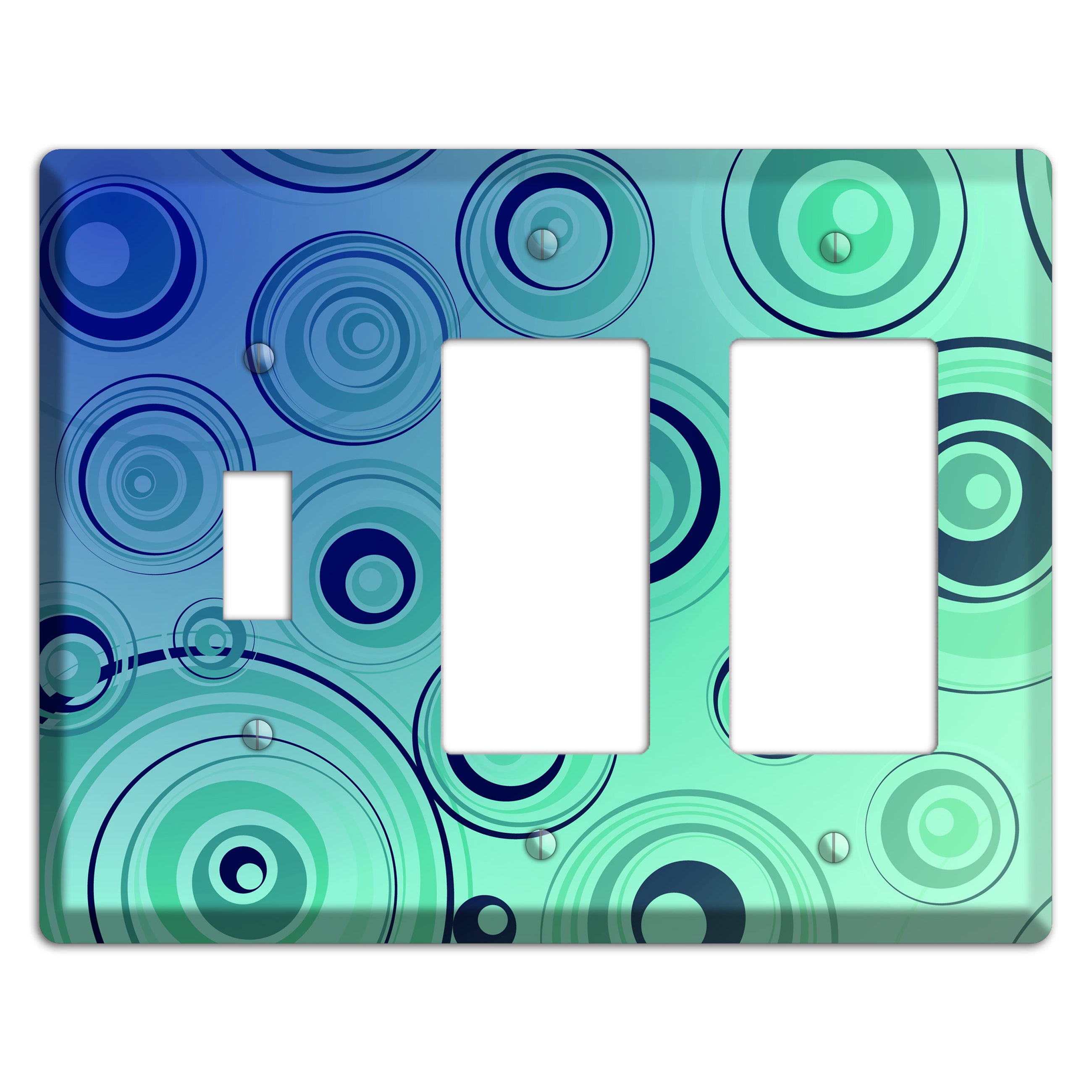 Blue and Green Circles Toggle / 2 Rocker Wallplate