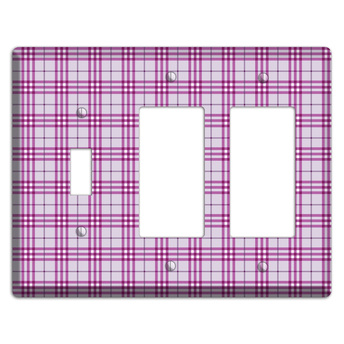 Purple Plaid Toggle / 2 Rocker Wallplate