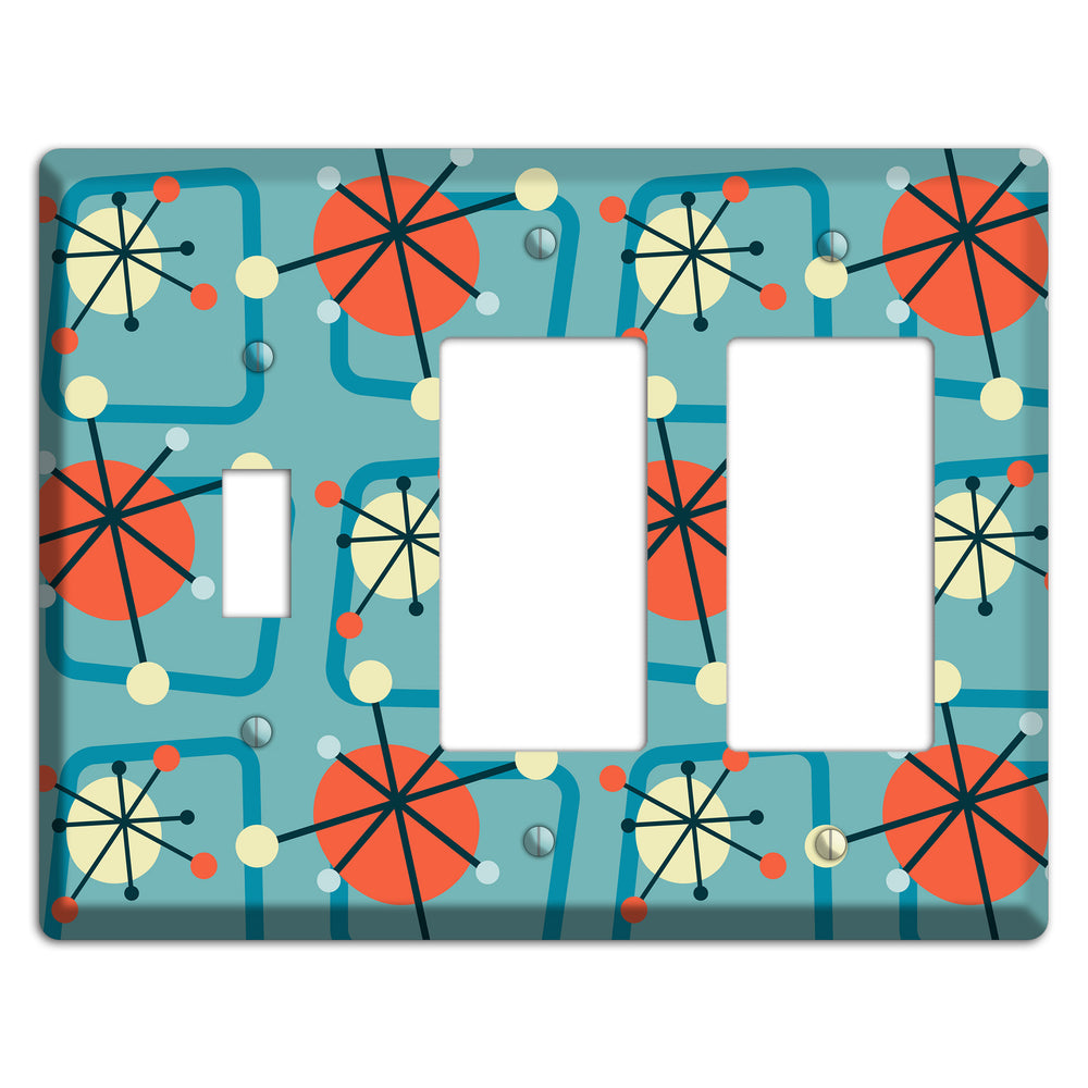 Orange Atomic Burst Toggle / 2 Rocker Wallplate