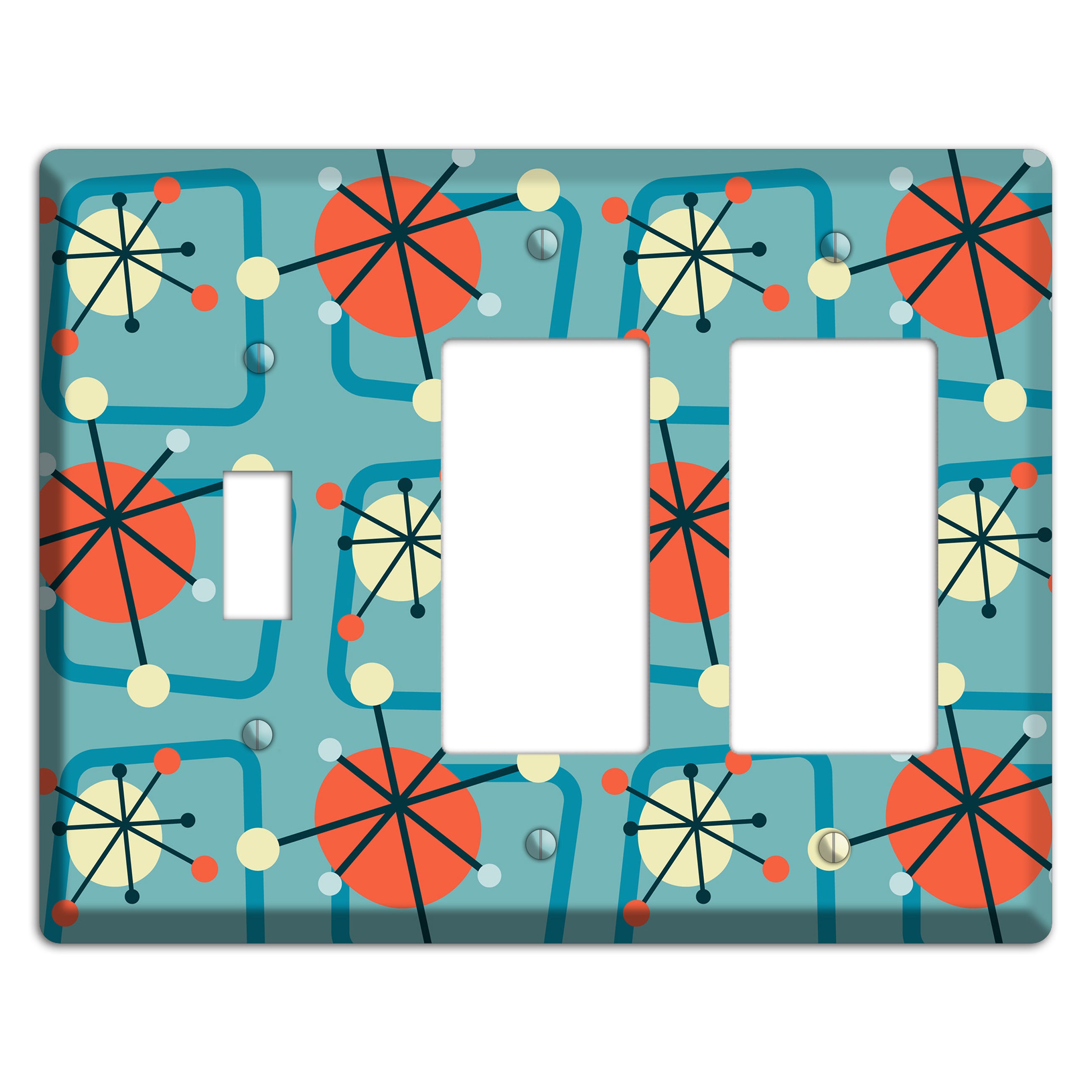 Orange Atomic Burst Toggle / 2 Rocker Wallplate