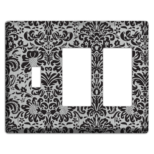 Black Toile  Stainless Toggle / 2 Rocker Wallplate