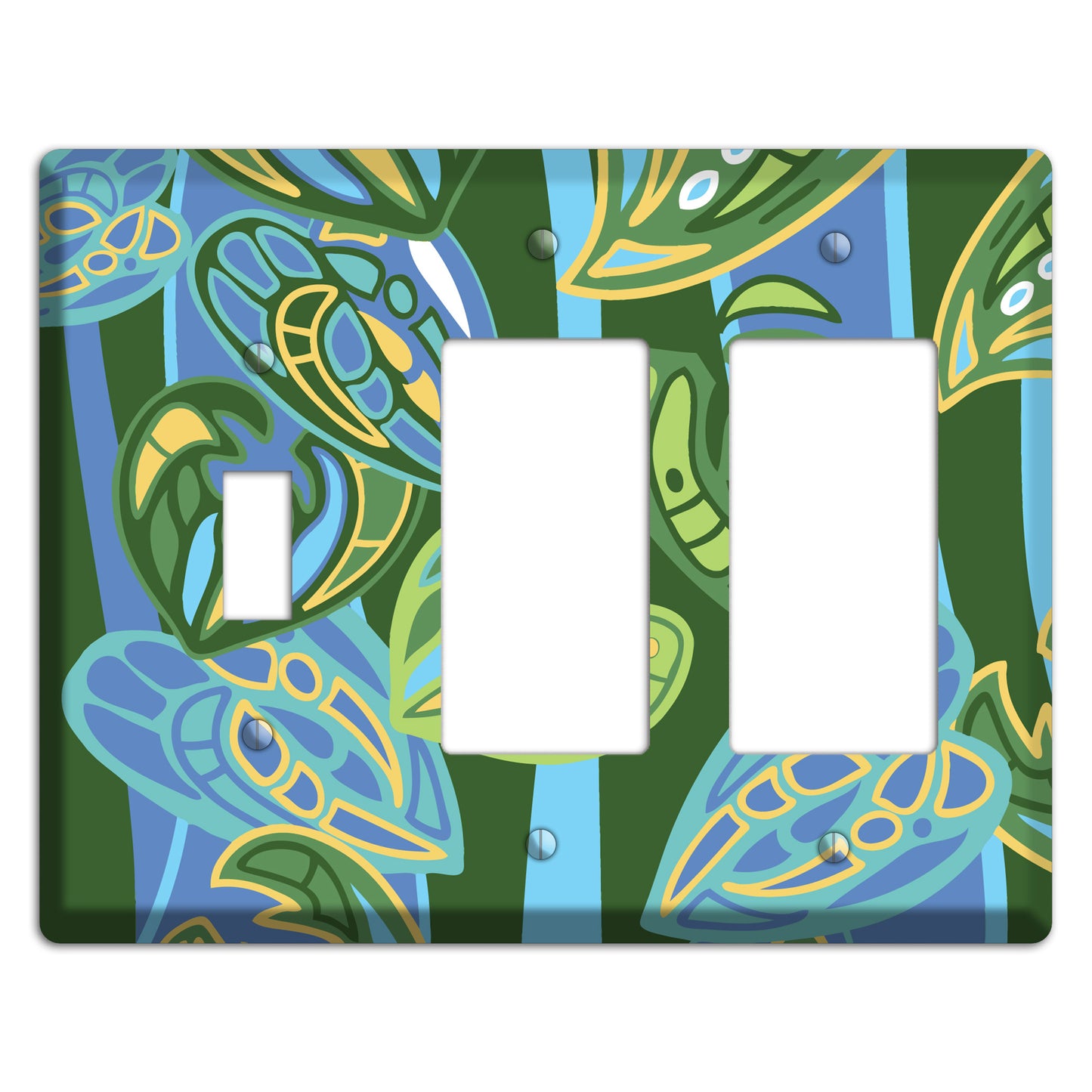 Pacific Blue and Green Toggle / 2 Rocker Wallplate