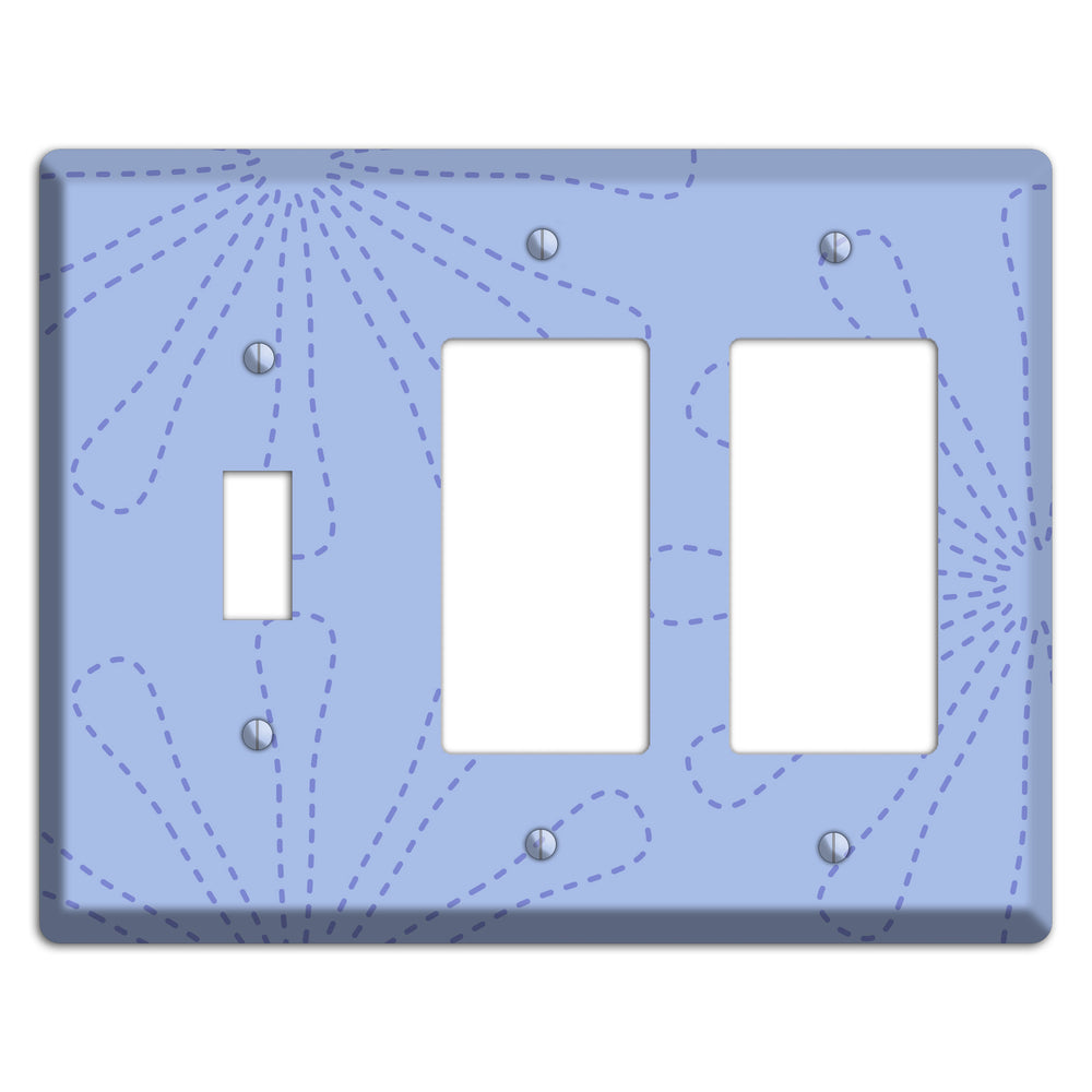 Periwinkle Retro Stipple Floral Contour Toggle / 2 Rocker Wallplate