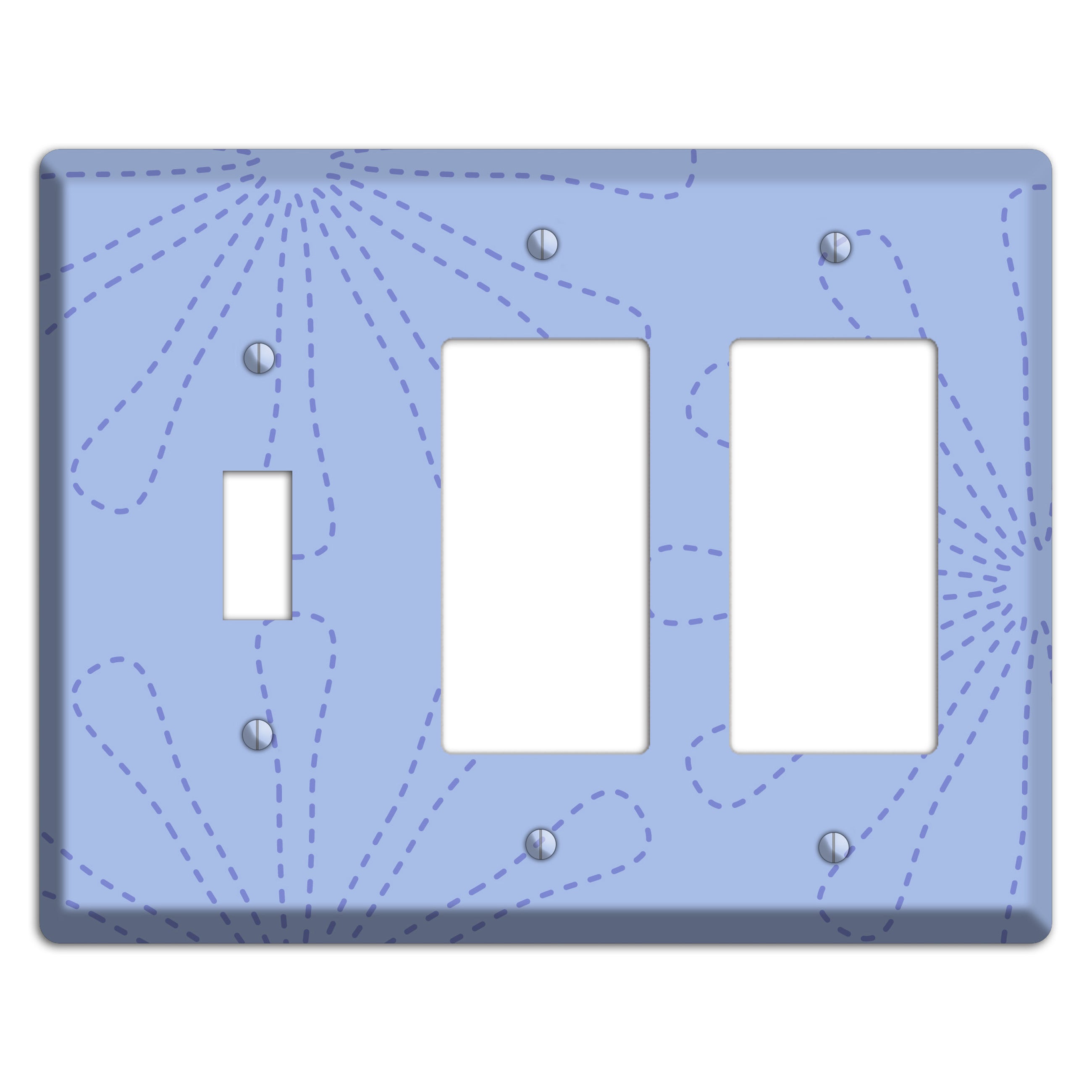 Periwinkle Retro Stipple Floral Contour Toggle / 2 Rocker Wallplate