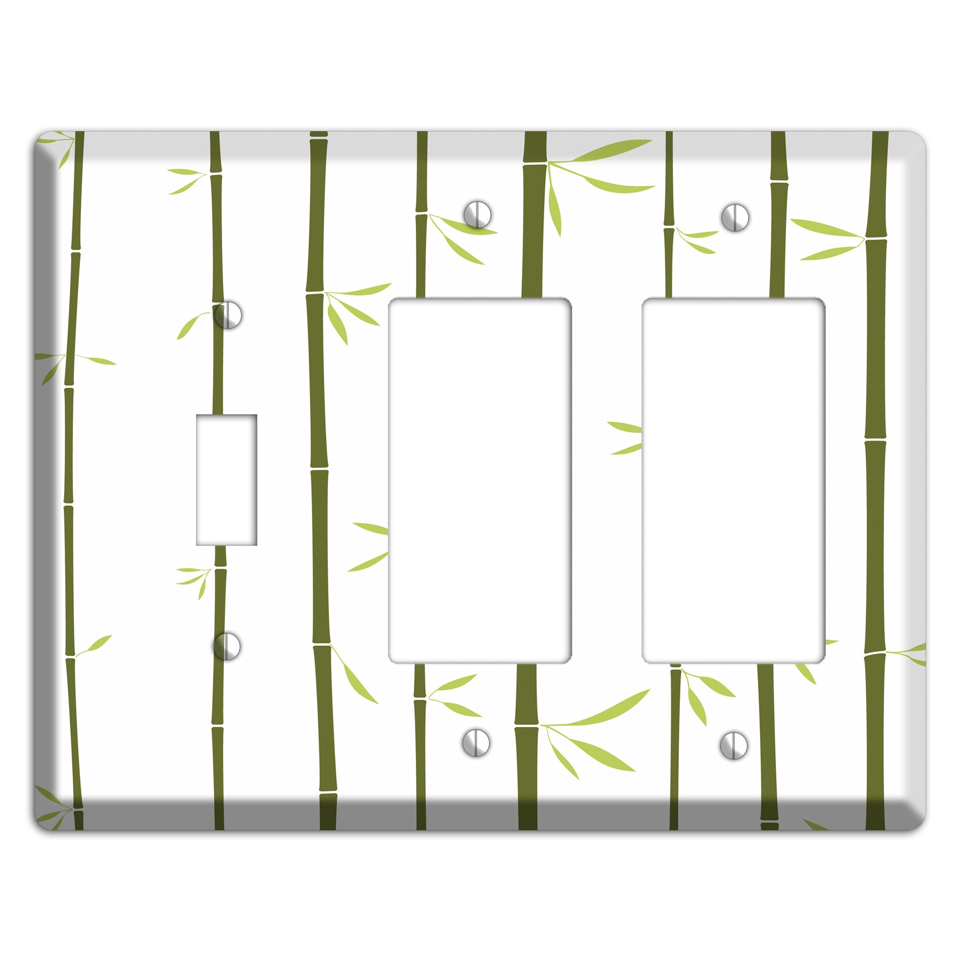 Green Bamboo Toggle / 2 Rocker Wallplate
