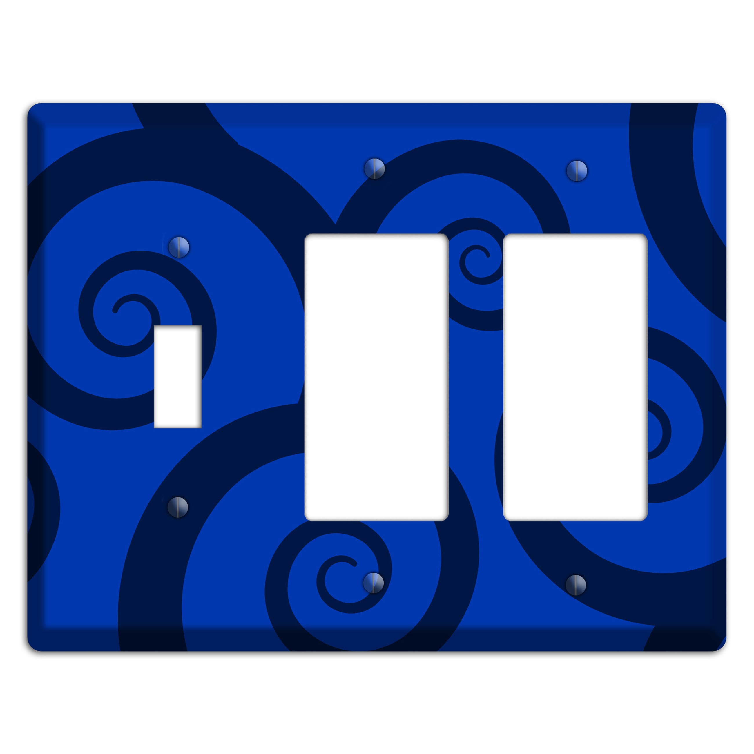Blue Large Swirl Toggle / 2 Rocker Wallplate