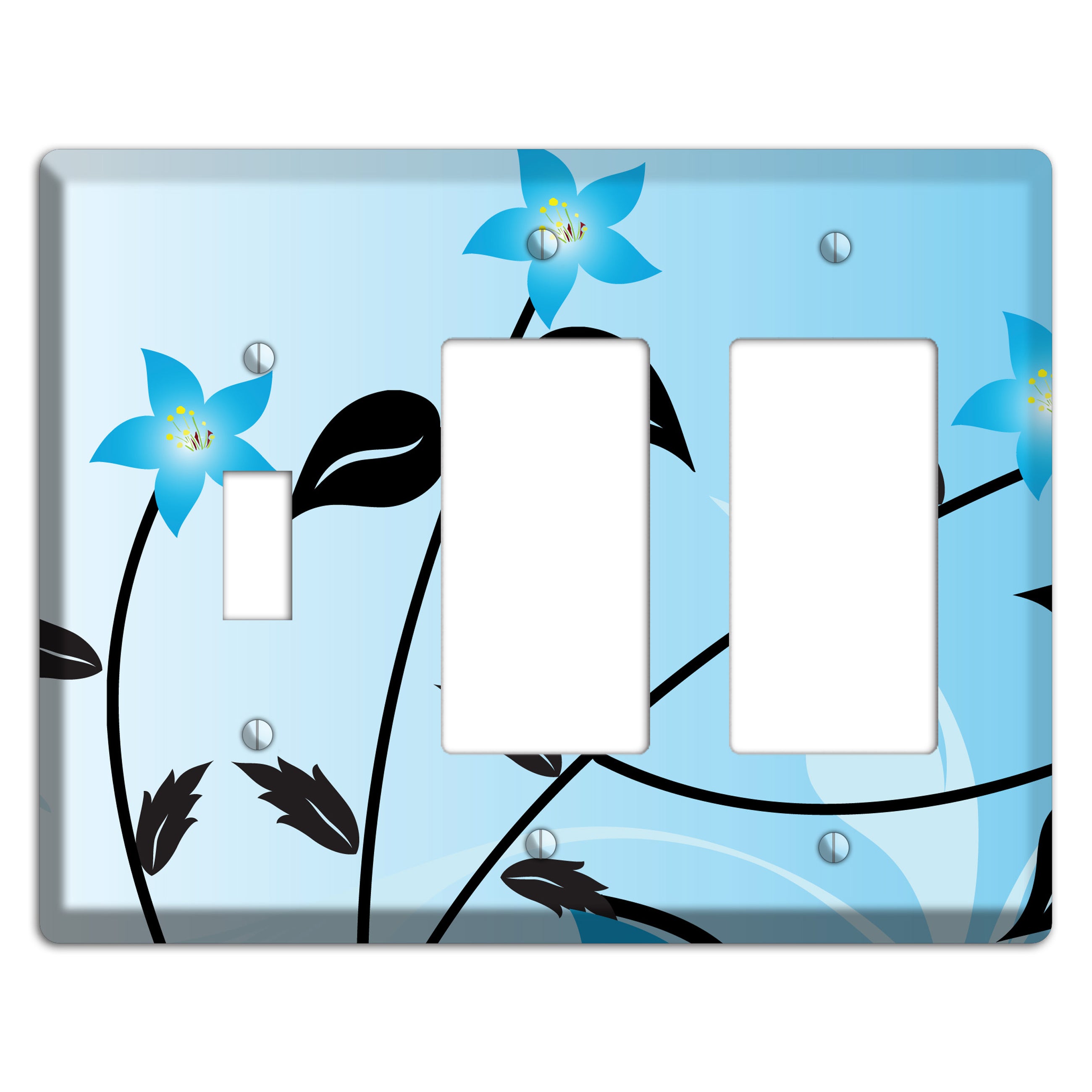 Blue Double Sprig Toggle / 2 Rocker Wallplate