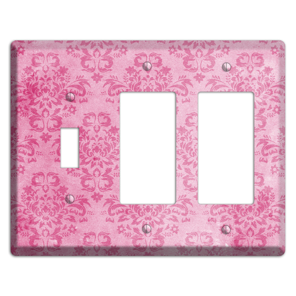 Beauty Bush Pink Texture Toggle / 2 Rocker Wallplate