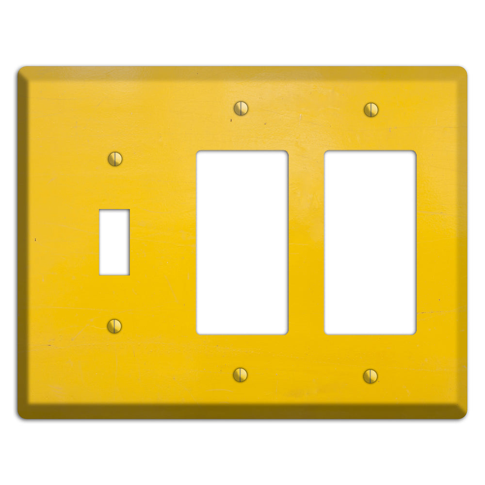 Bright Yellow Concrete Toggle / 2 Rocker Wallplate